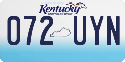 KY license plate 072UYN