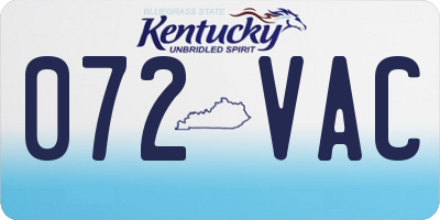 KY license plate 072VAC