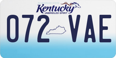 KY license plate 072VAE