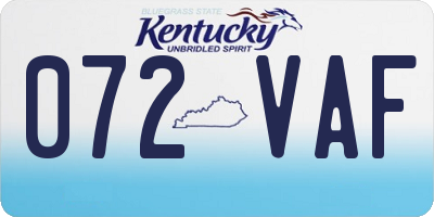 KY license plate 072VAF