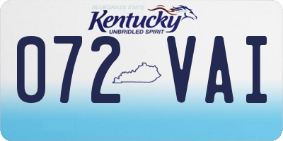 KY license plate 072VAI
