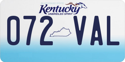 KY license plate 072VAL