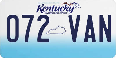 KY license plate 072VAN