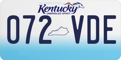 KY license plate 072VDE