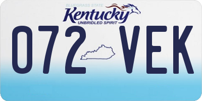 KY license plate 072VEK
