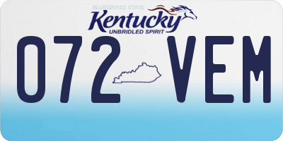 KY license plate 072VEM