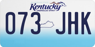 KY license plate 073JHK