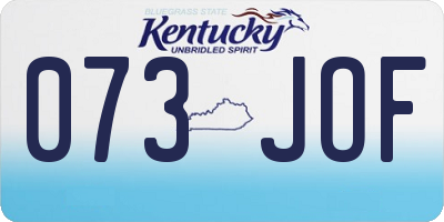 KY license plate 073JOF