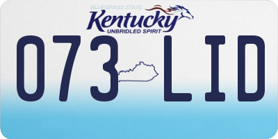 KY license plate 073LID