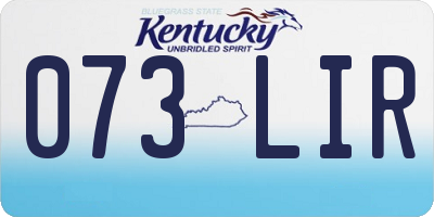 KY license plate 073LIR
