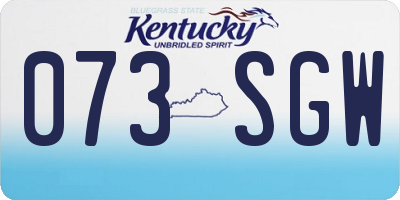 KY license plate 073SGW