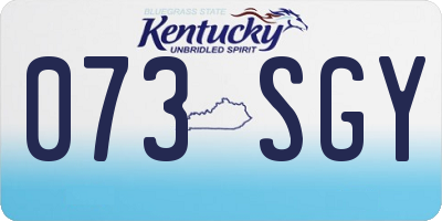 KY license plate 073SGY