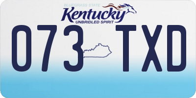 KY license plate 073TXD