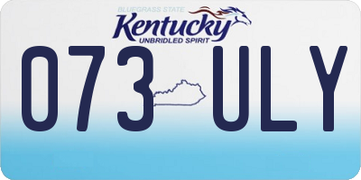 KY license plate 073ULY