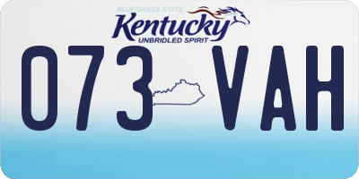 KY license plate 073VAH