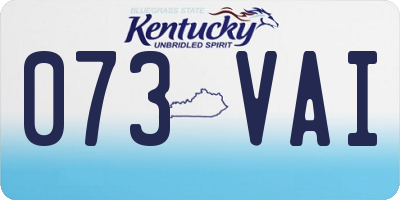 KY license plate 073VAI
