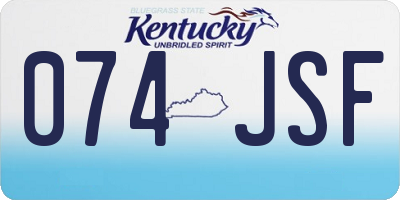 KY license plate 074JSF