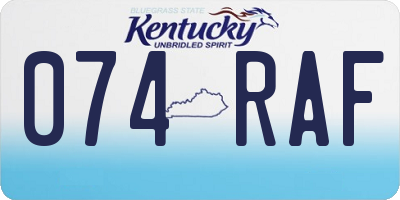 KY license plate 074RAF