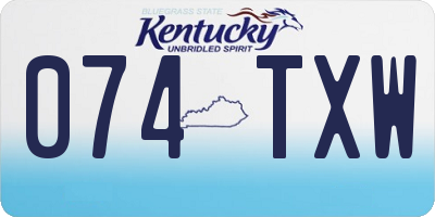 KY license plate 074TXW