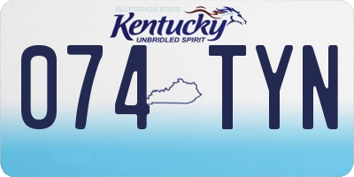 KY license plate 074TYN