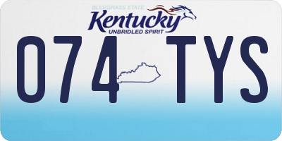 KY license plate 074TYS