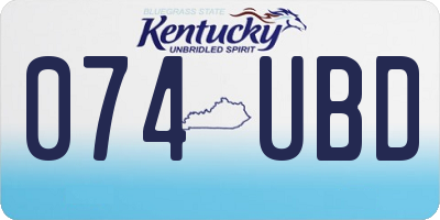 KY license plate 074UBD