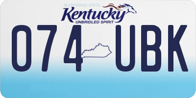 KY license plate 074UBK