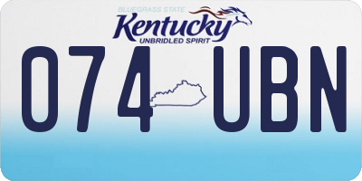 KY license plate 074UBN