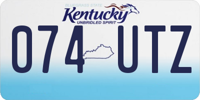 KY license plate 074UTZ