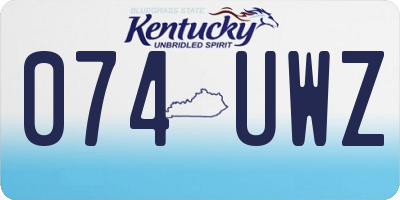 KY license plate 074UWZ