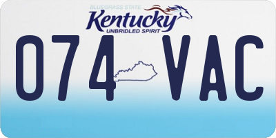 KY license plate 074VAC