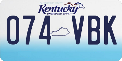 KY license plate 074VBK