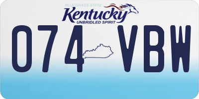 KY license plate 074VBW