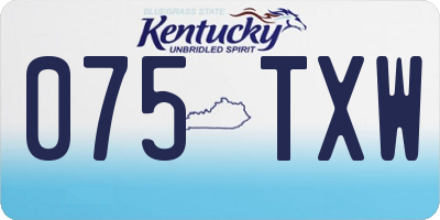 KY license plate 075TXW