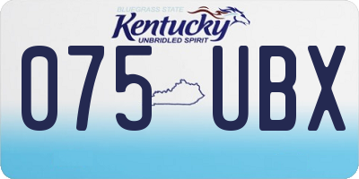 KY license plate 075UBX