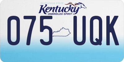 KY license plate 075UQK