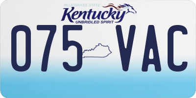 KY license plate 075VAC