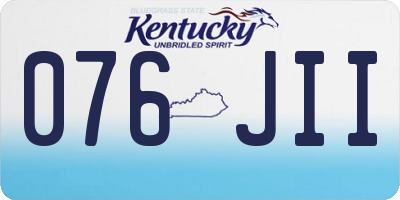 KY license plate 076JII