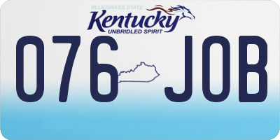 KY license plate 076JOB