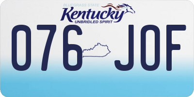 KY license plate 076JOF