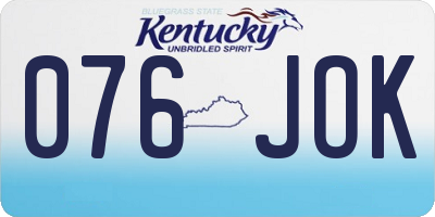 KY license plate 076JOK