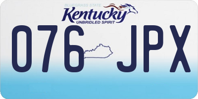 KY license plate 076JPX