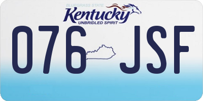 KY license plate 076JSF