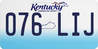 KY license plate 076LIJ