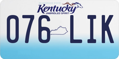 KY license plate 076LIK