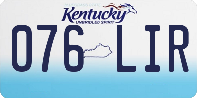 KY license plate 076LIR