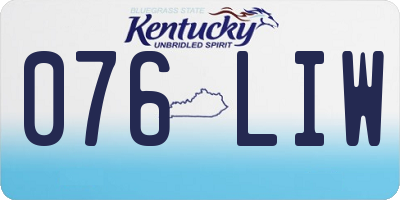 KY license plate 076LIW