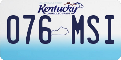 KY license plate 076MSI