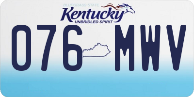 KY license plate 076MWV