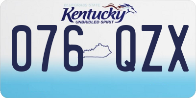 KY license plate 076QZX